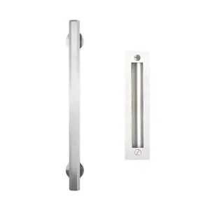 Hexagon Bar Sliding Barn Door Handle Set With Flush Pull