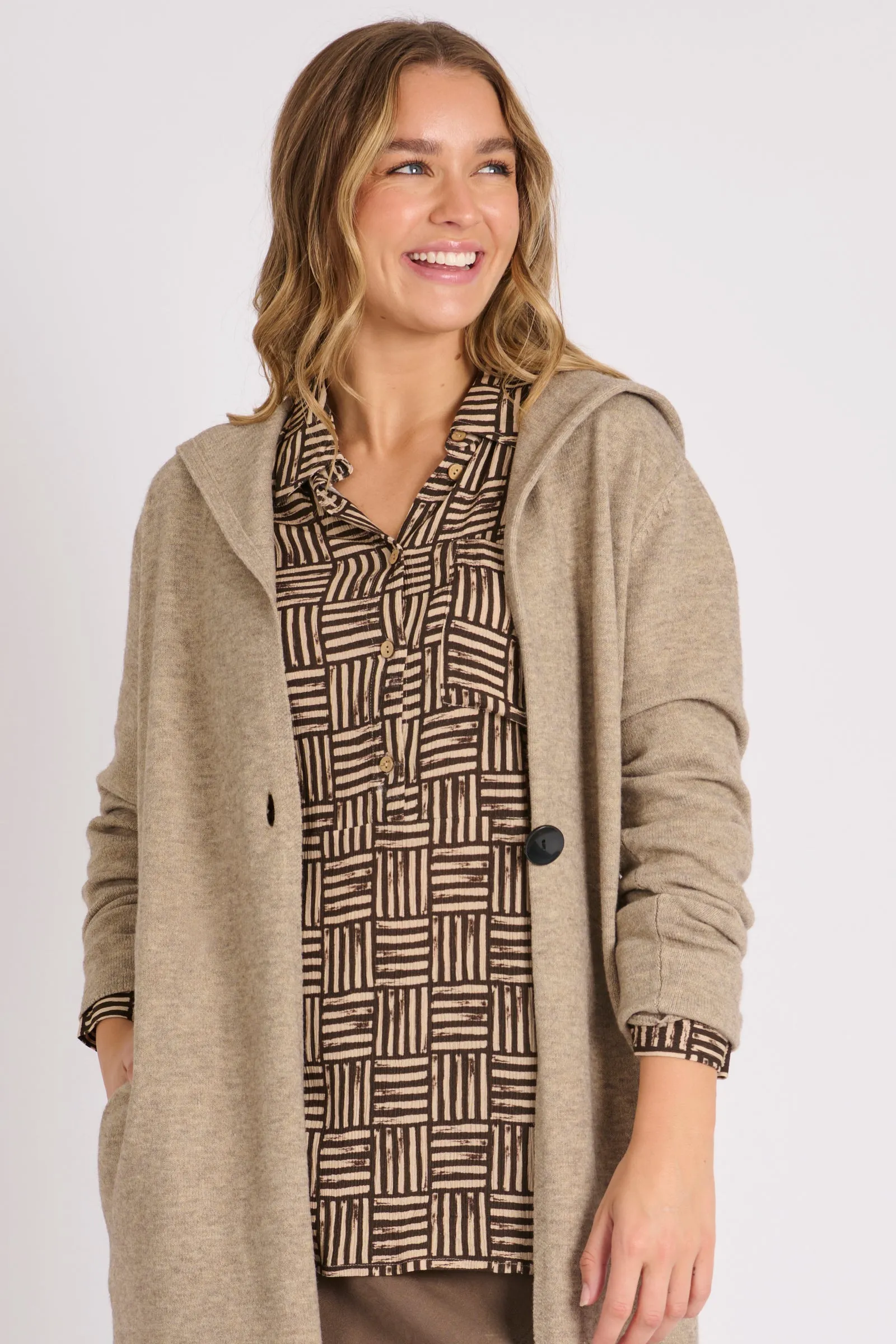 Hooded Cardigan - Oatmeal