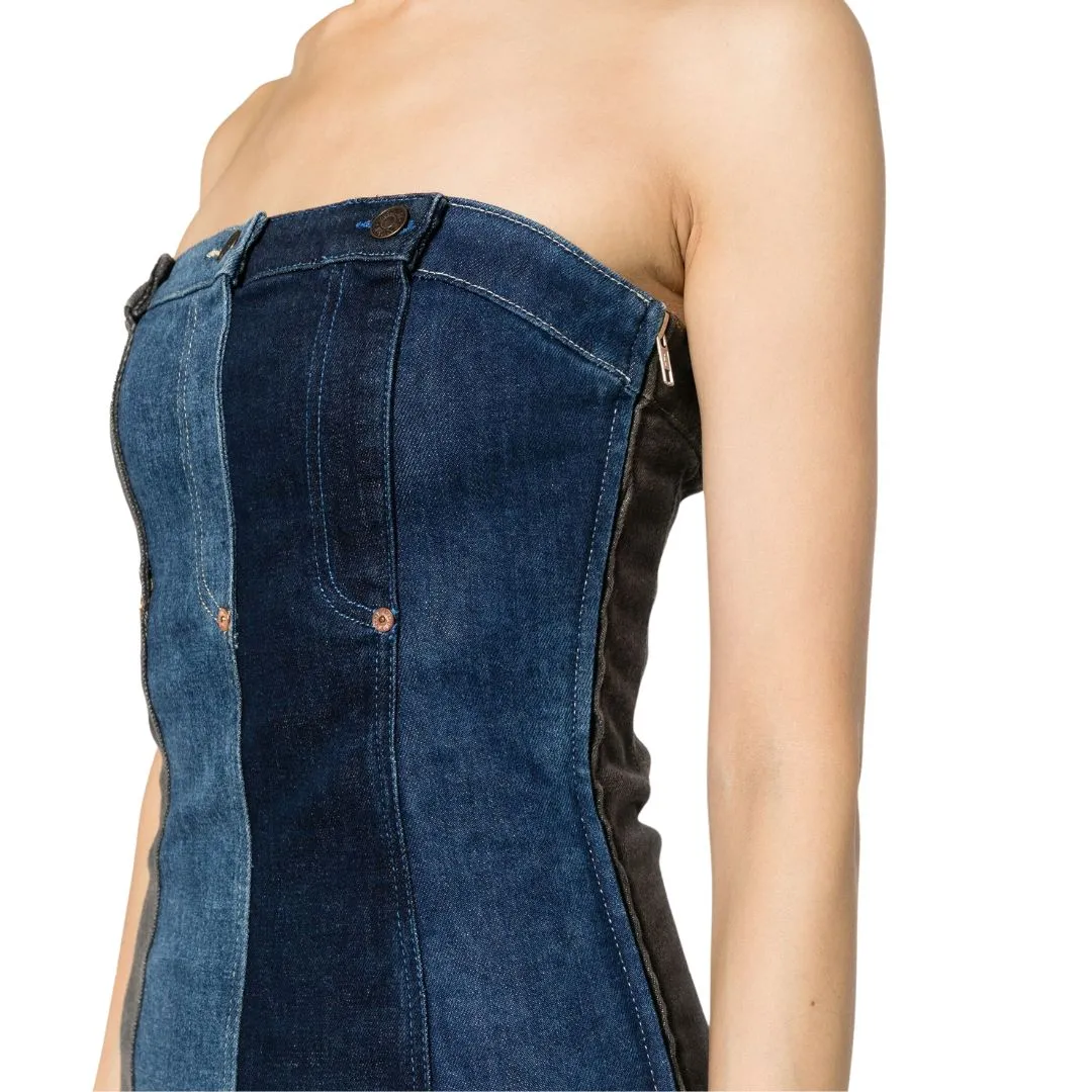 Layered-Design Denim Dress K1J04013239
