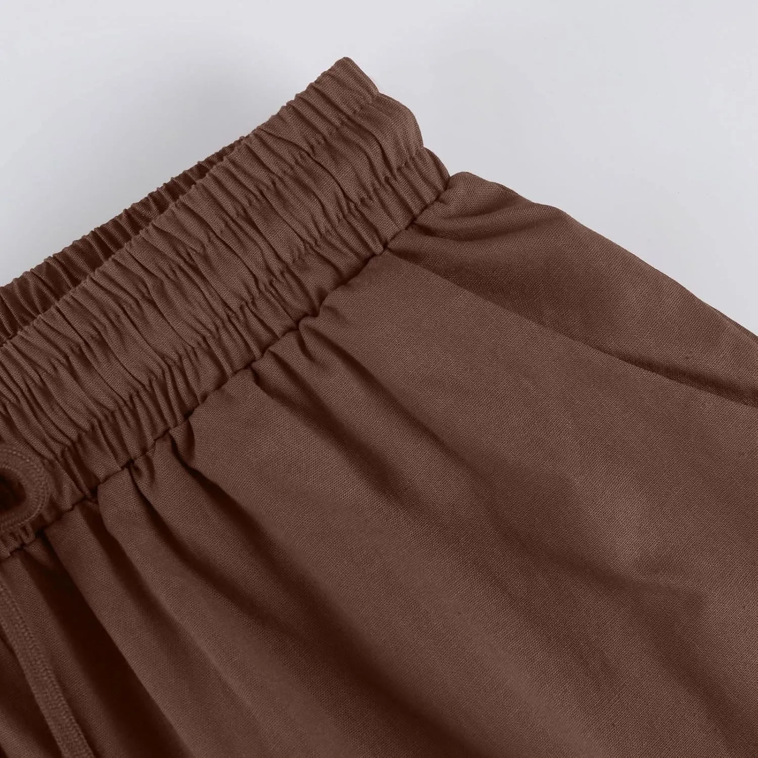 Linen Drawstring Pants for Women Lightweight Shorts High Waisted Casual Summer Drawstring Beach Vacation Outfit