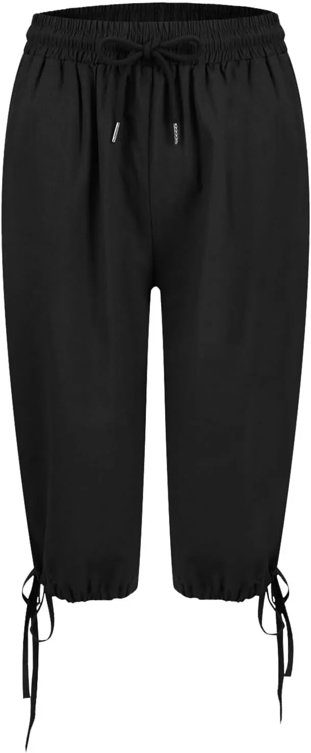 Linen Drawstring Pants for Women Lightweight Shorts High Waisted Casual Summer Drawstring Beach Vacation Outfit