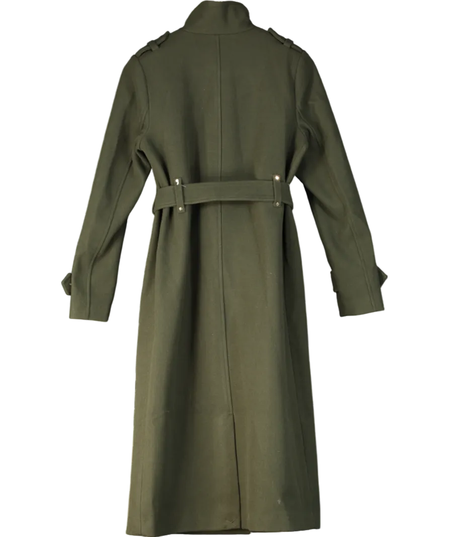 lipsy london Green Funnel Neck Belted Longline Coat UK 8