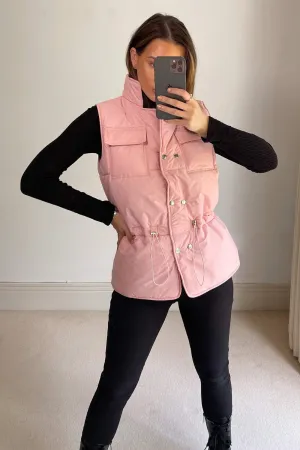 Lottie Pink Puffer Drawstring Gilet
