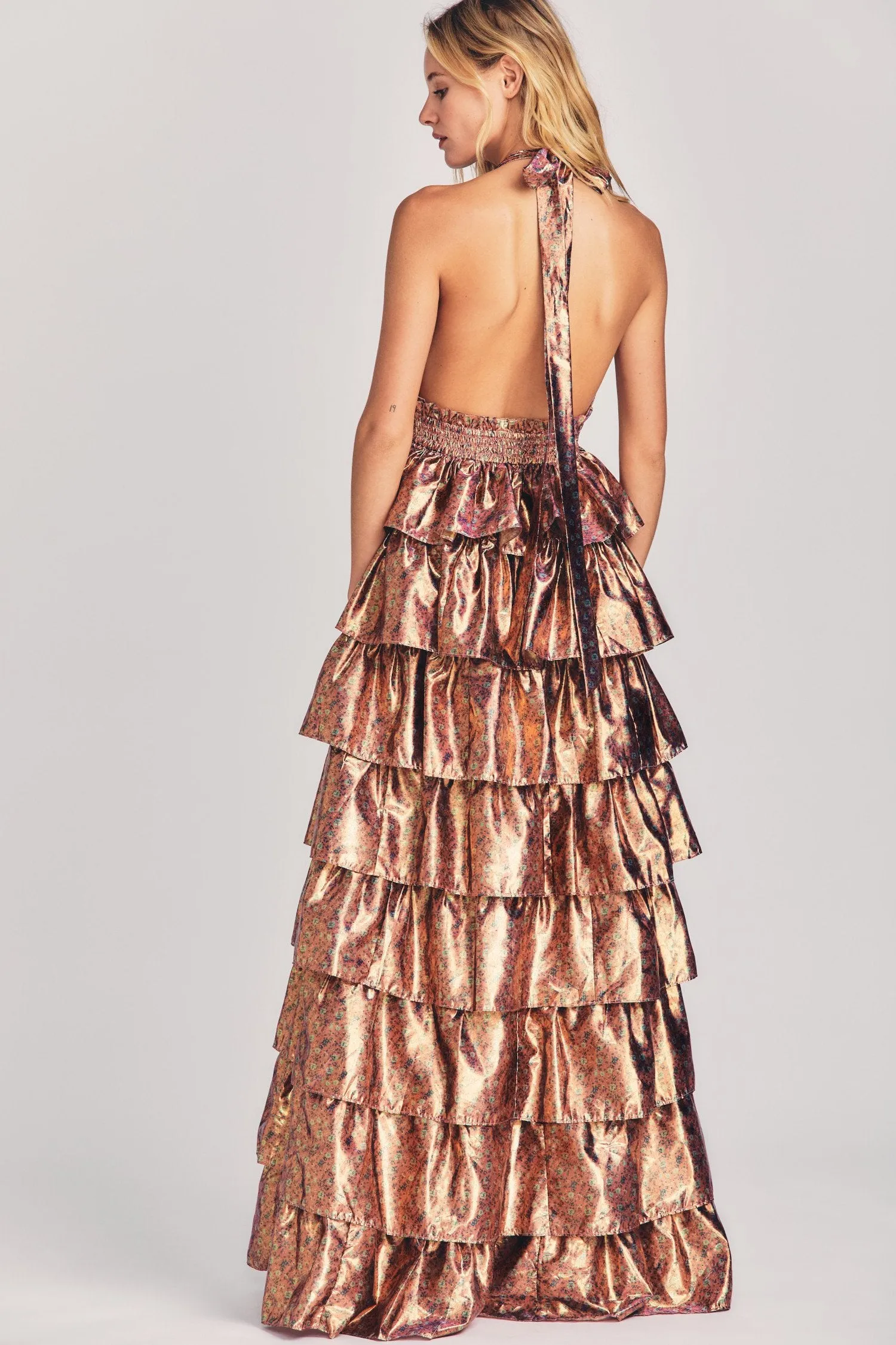 Love Shack Fancy - Bexlie Halter Dress in Pink Orchid