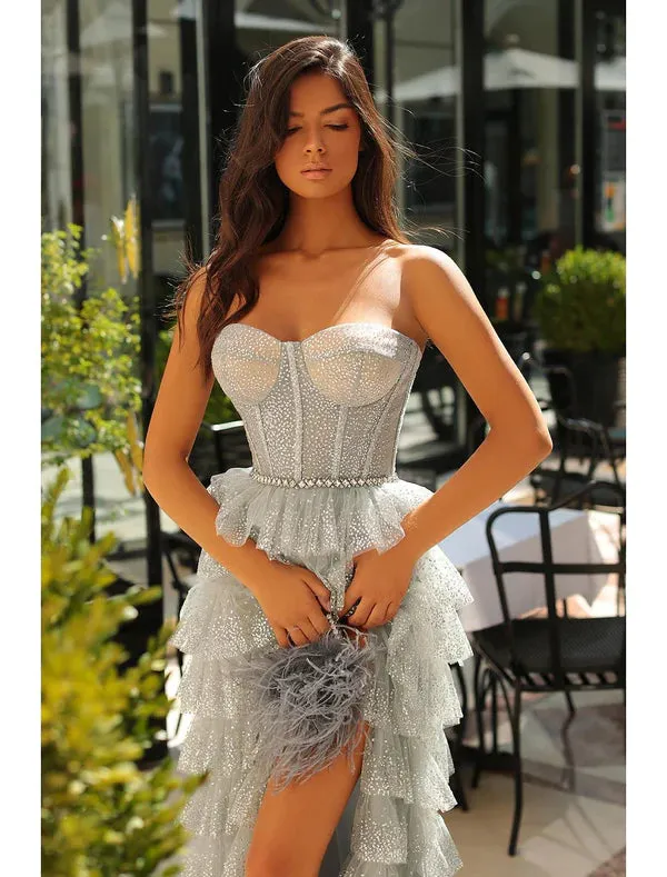 Luolandi Ball Gown A-Line Prom Dresses Elegant Dress Formal Prom Floor Length Sleeveless Strapless Tulle with Sequin Slit Evening Dress