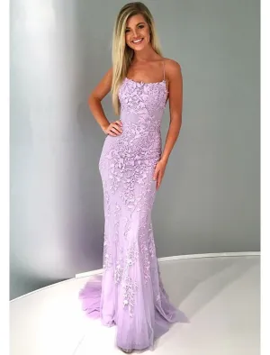 Luolandi Mermaid / Trumpet Prom Dresses Sexy Dress Formal Court Train Sleeveless Strapless Lace Backless