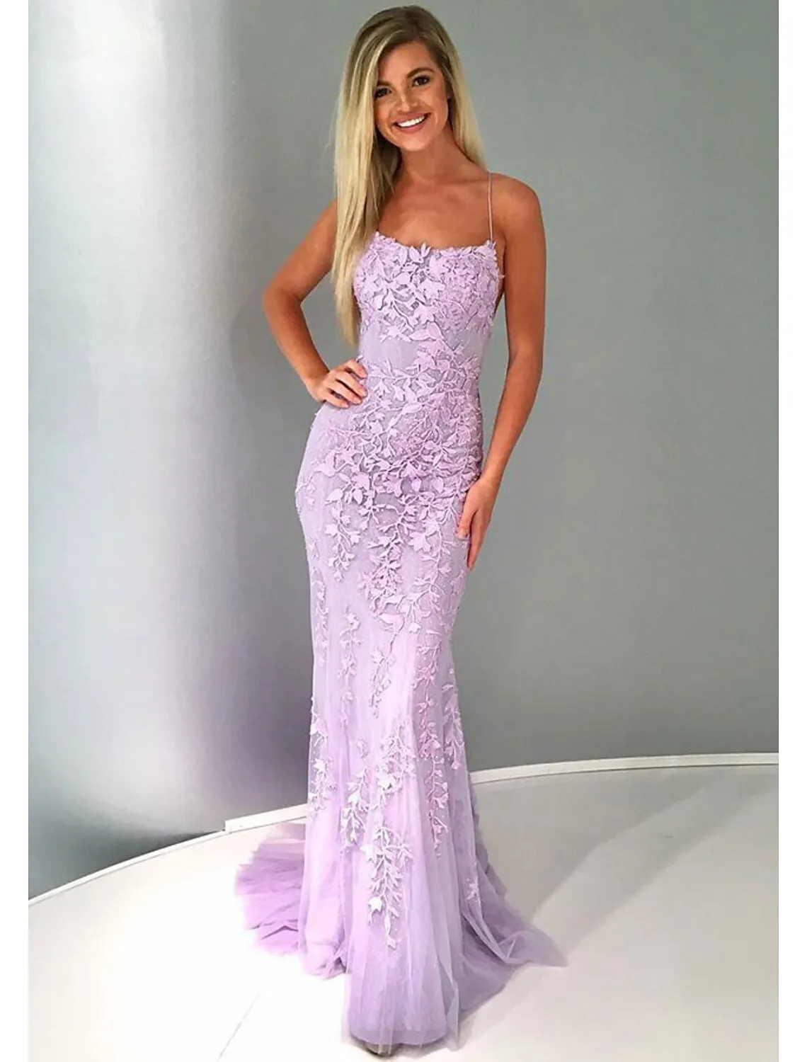 Luolandi Mermaid / Trumpet Prom Dresses Sexy Dress Formal Court Train Sleeveless Strapless Lace Backless