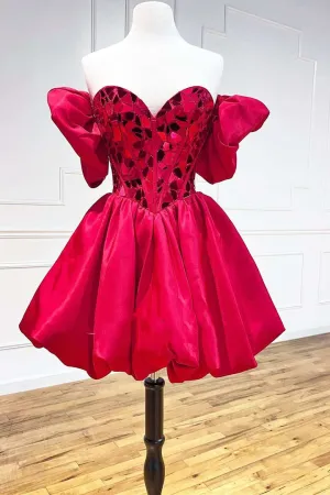 Luolandi Strapless A Line Homecoming Dresses With Ruffles Short/Mini Off Shoulder