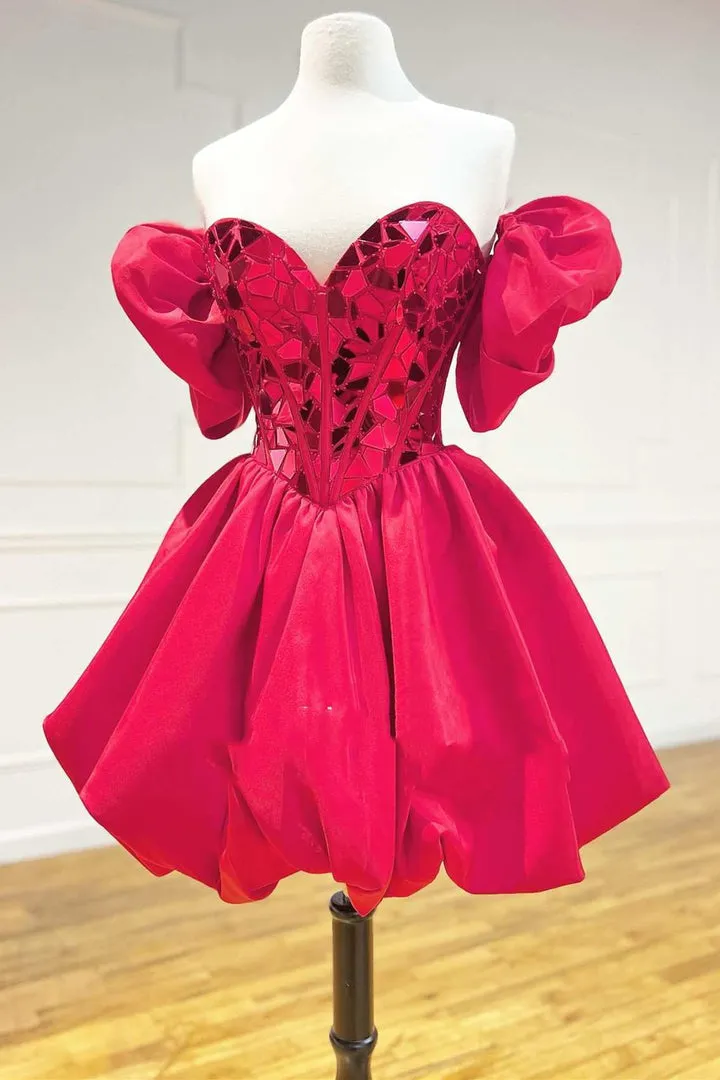Luolandi Strapless A Line Homecoming Dresses With Ruffles Short/Mini Off Shoulder