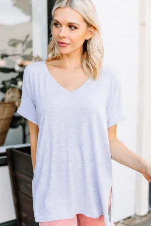 Make Your Life Easy Heather Gray V-neck Top