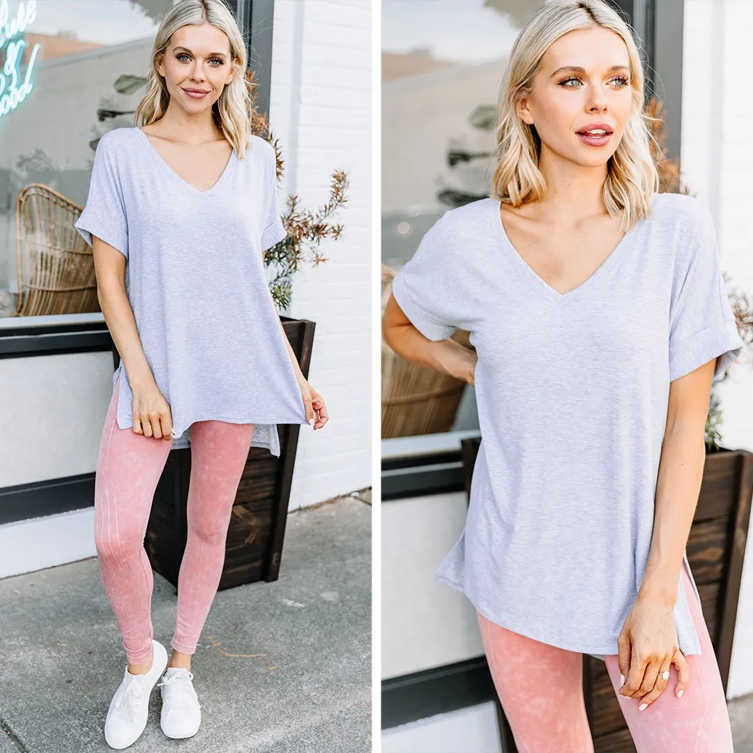 Make Your Life Easy Heather Gray V-neck Top