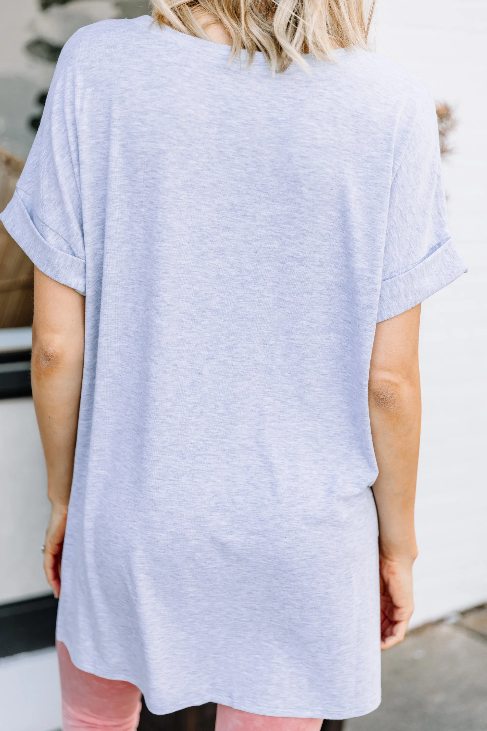 Make Your Life Easy Heather Gray V-neck Top
