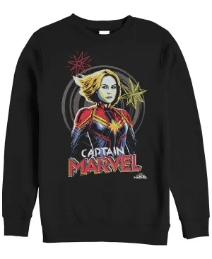 Marvel Captain Marvel male portrait, hand drawn Fifth Sun fleece, black