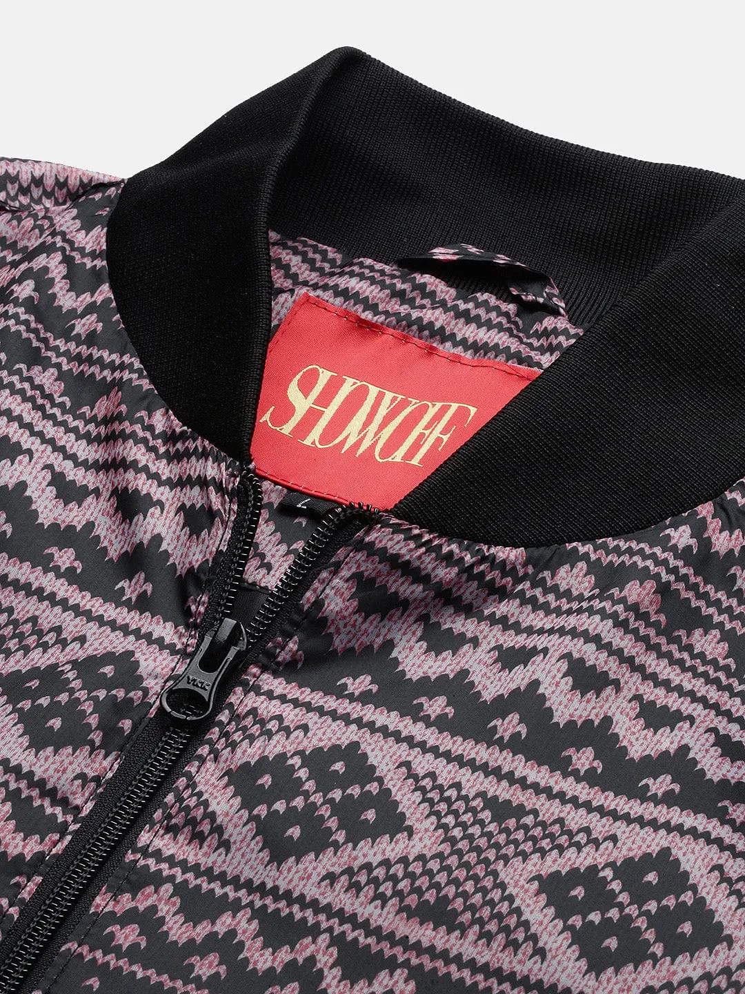 Men Black Abstract Printed Windcheater Longline Bomber Jacket