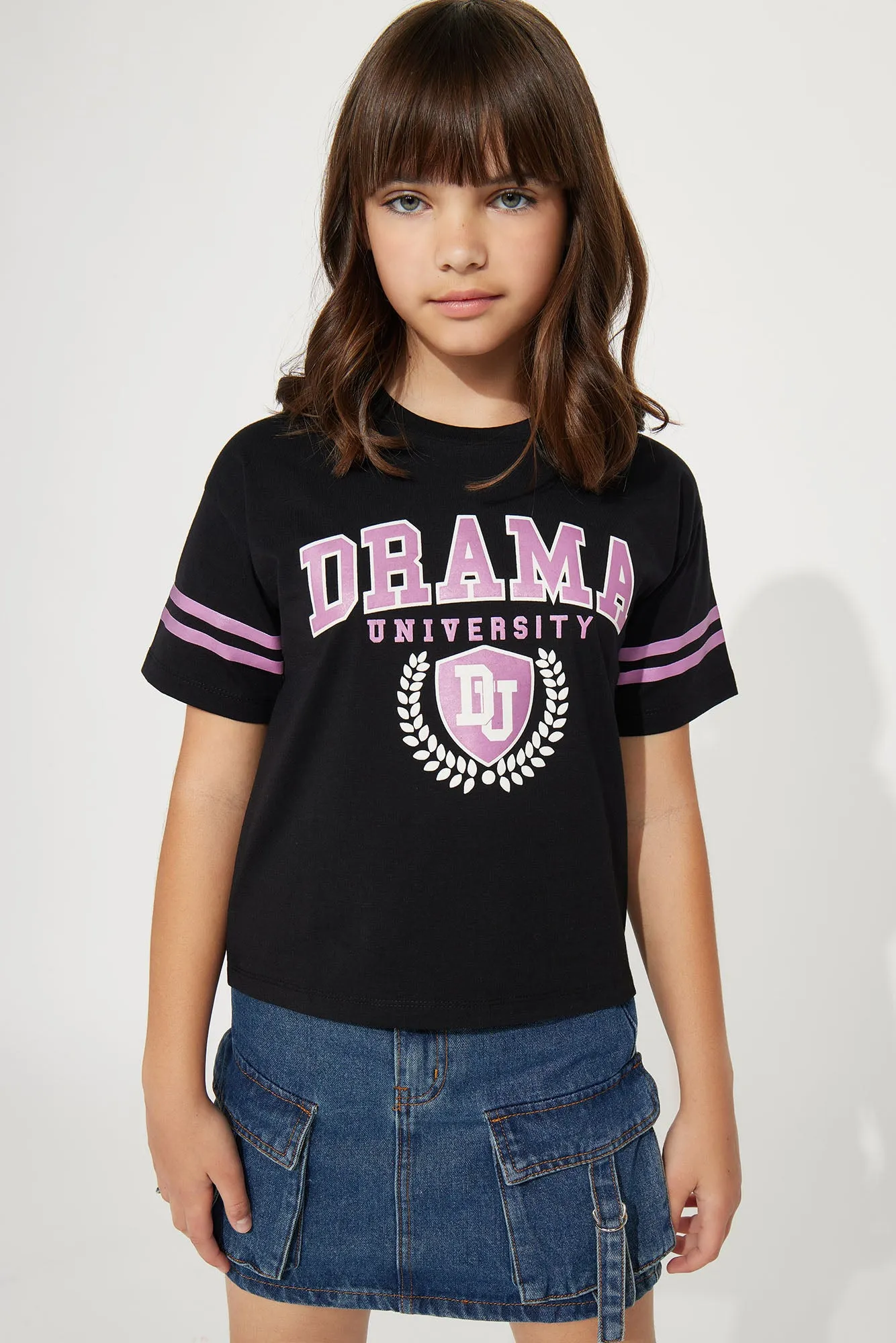 Mini Drama Alert Short Sleeve Tee - Black