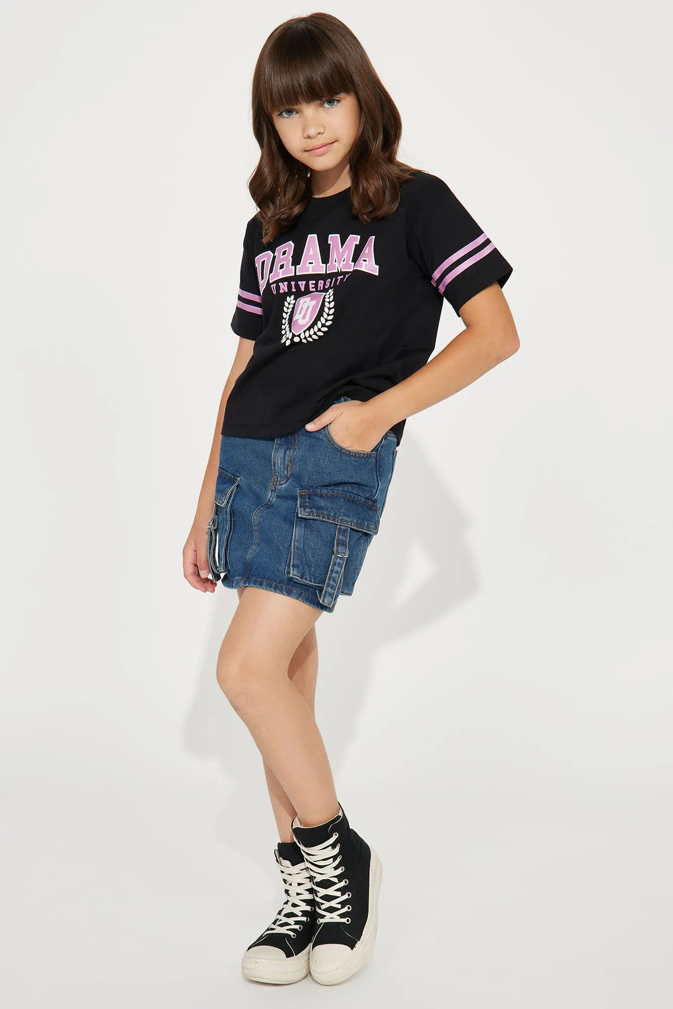 Mini Drama Alert Short Sleeve Tee - Black
