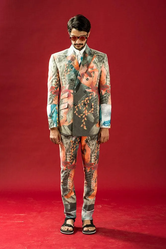 Multi-Coloured Photoreal Fish Print Blazer