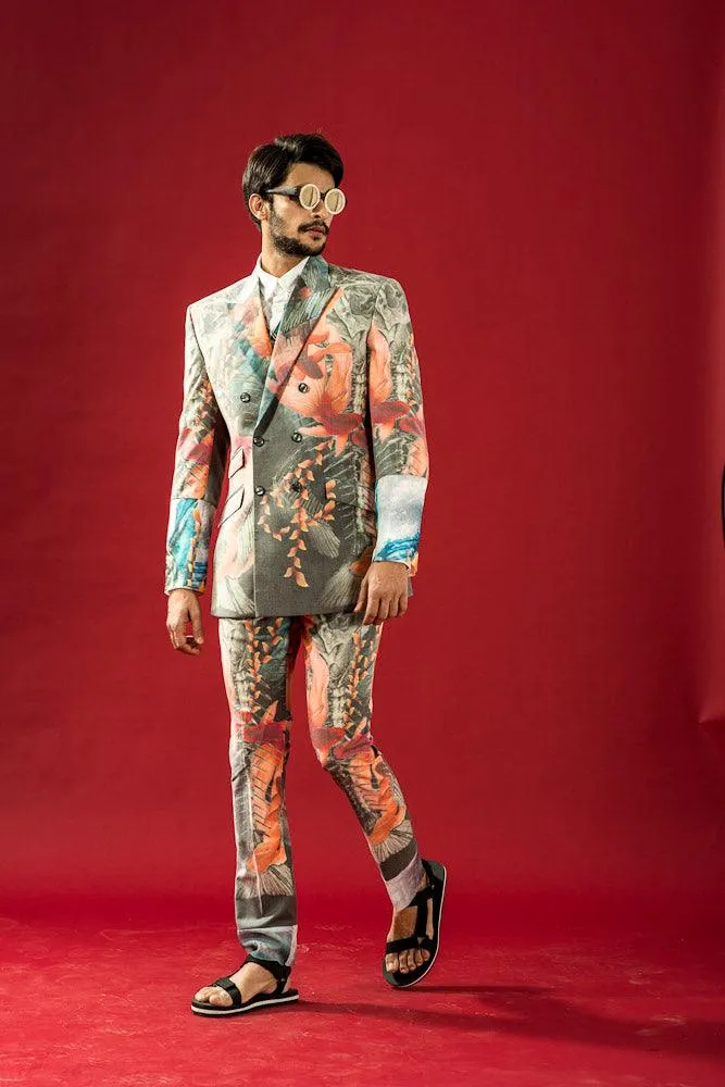 Multi-Coloured Photoreal Fish Print Blazer