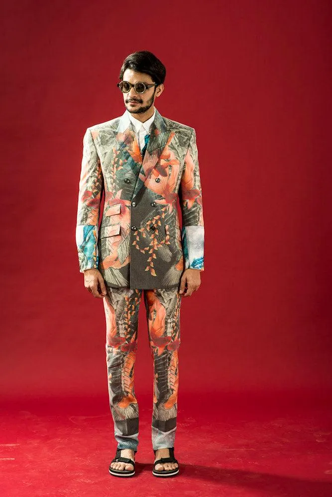 Multi-Coloured Photoreal Fish Print Blazer
