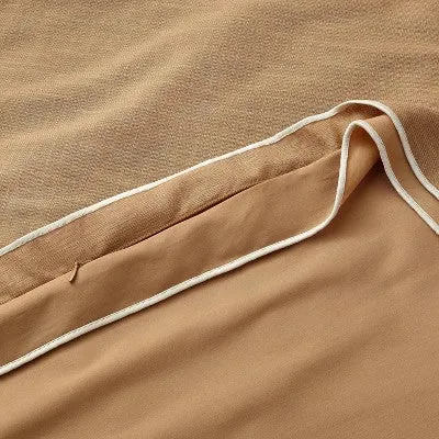 New - Full/Queen Double Flange Merrow Stitch Duvet Cover & Sham Set Camel/Off-White - Threshold designed with Studio McGee