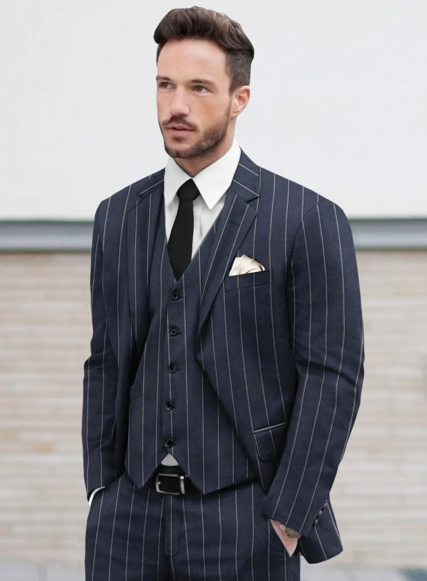 Noble Loredana Blue Stripe Cotton Silk Linen Jacket