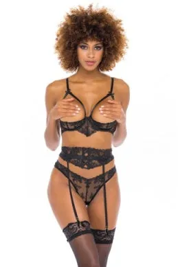 Oh La La Kira Embroidery Detail Bra Set with open cups