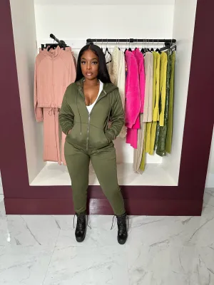 Olive lined jogger