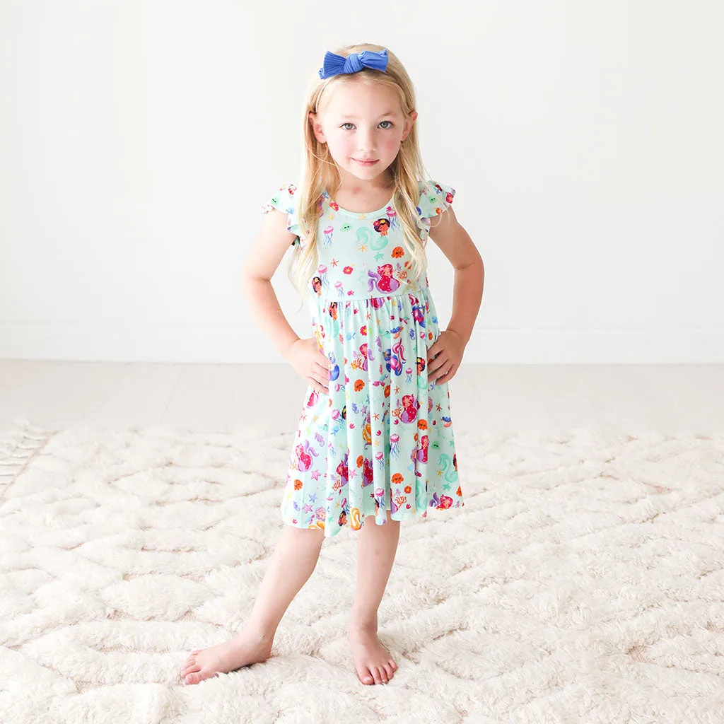 Posh Peanut Kai Ruffled Capsleeve Basic Twirl Dress