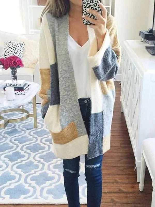 Princess Color Knitting Long Sleeves Cardigans Tops