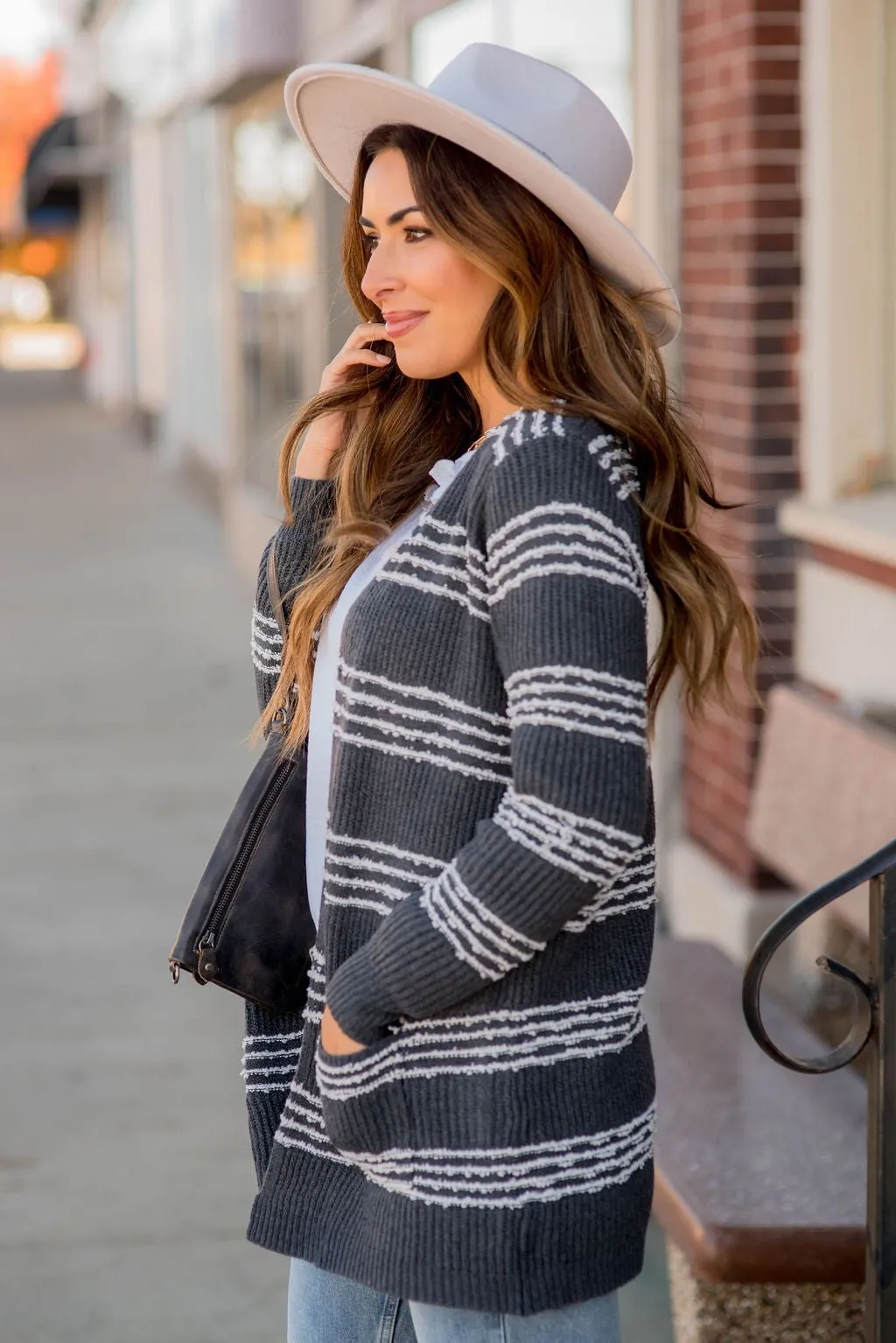 Quad Striped Blocked Knit Cardigan