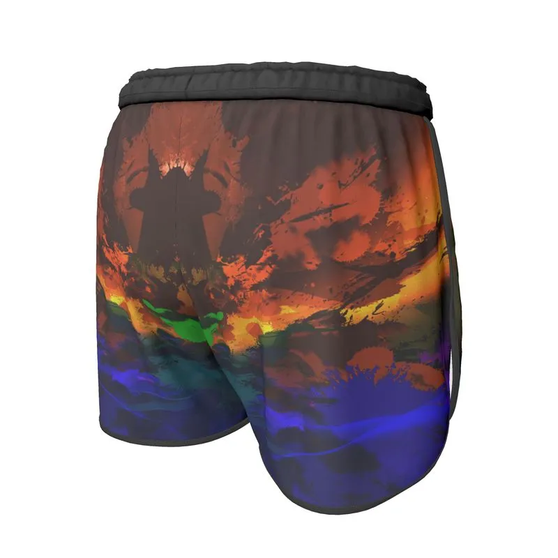 "Subtle Rainbow Color Explosion" Custom Womens Running Shorts