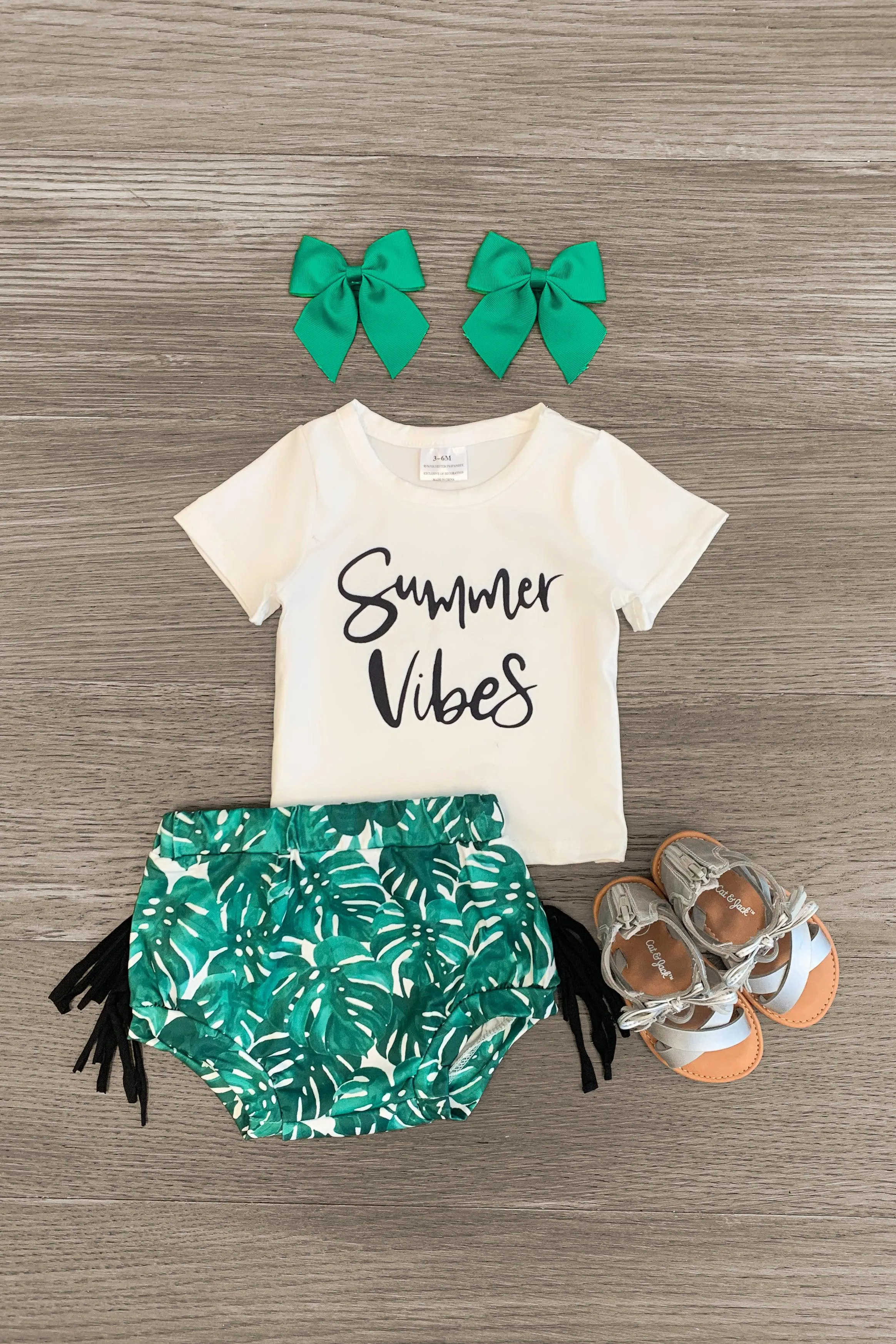 "Summer Vibes" Tropical Baby Bloomer Set