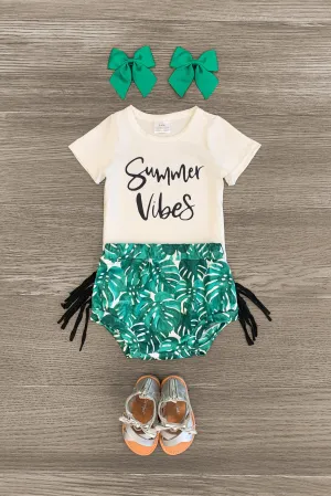 "Summer Vibes" Tropical Baby Bloomer Set