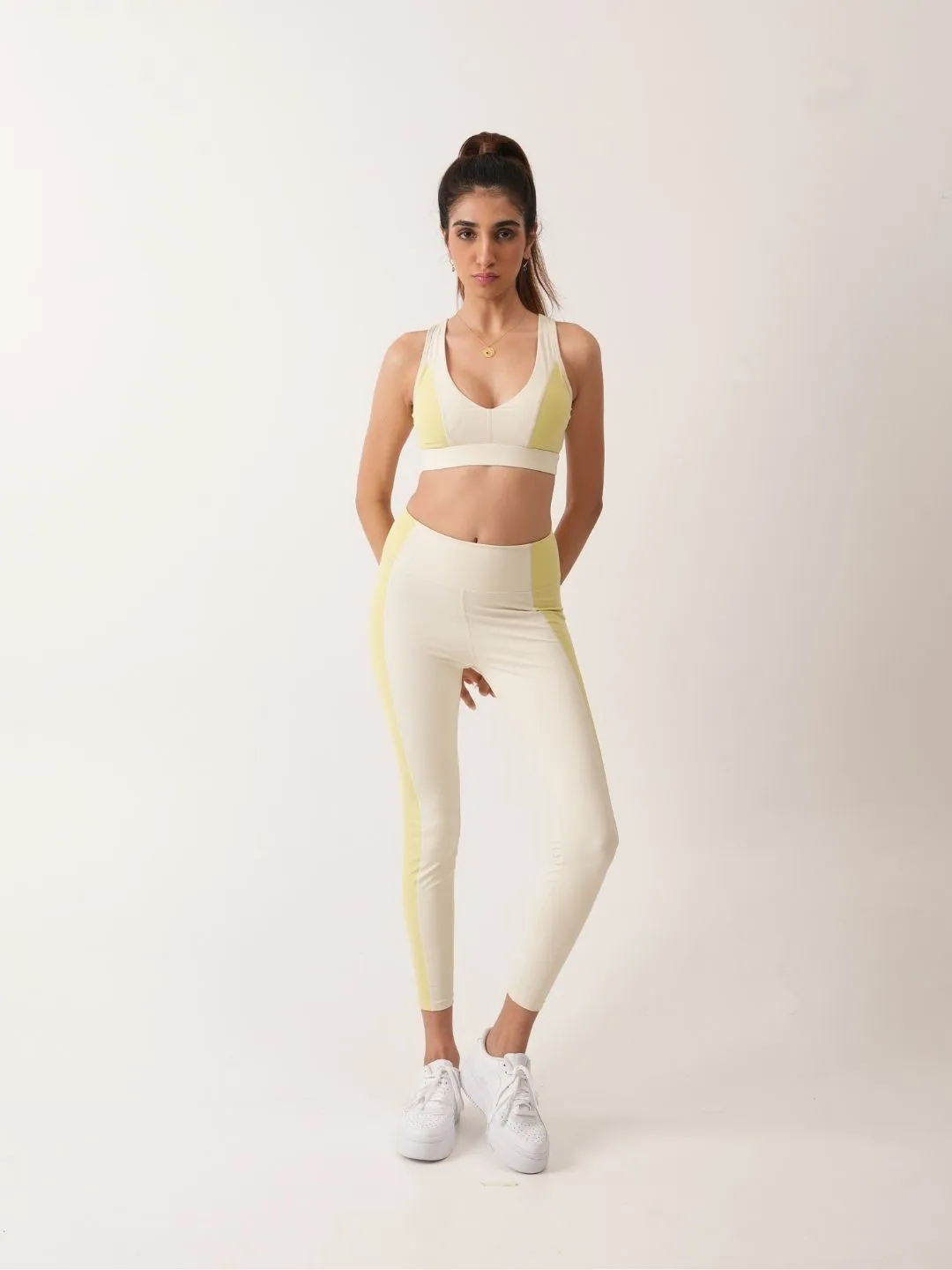Ray Sports Bra in Butter Yellow & White