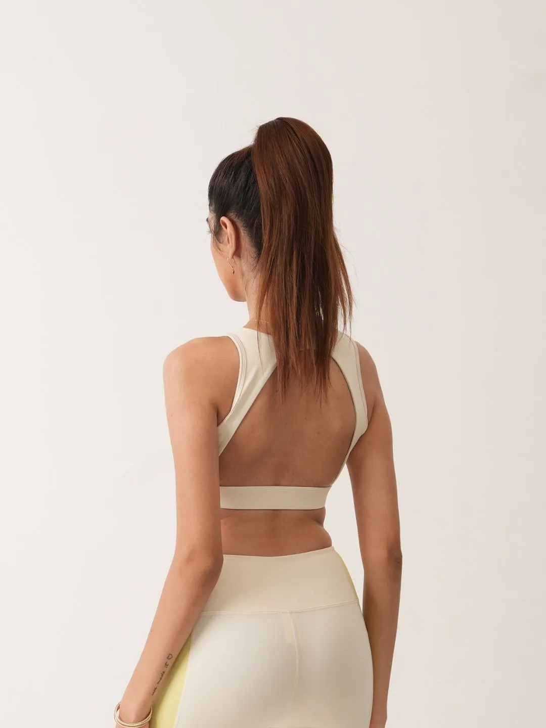 Ray Sports Bra in Butter Yellow & White