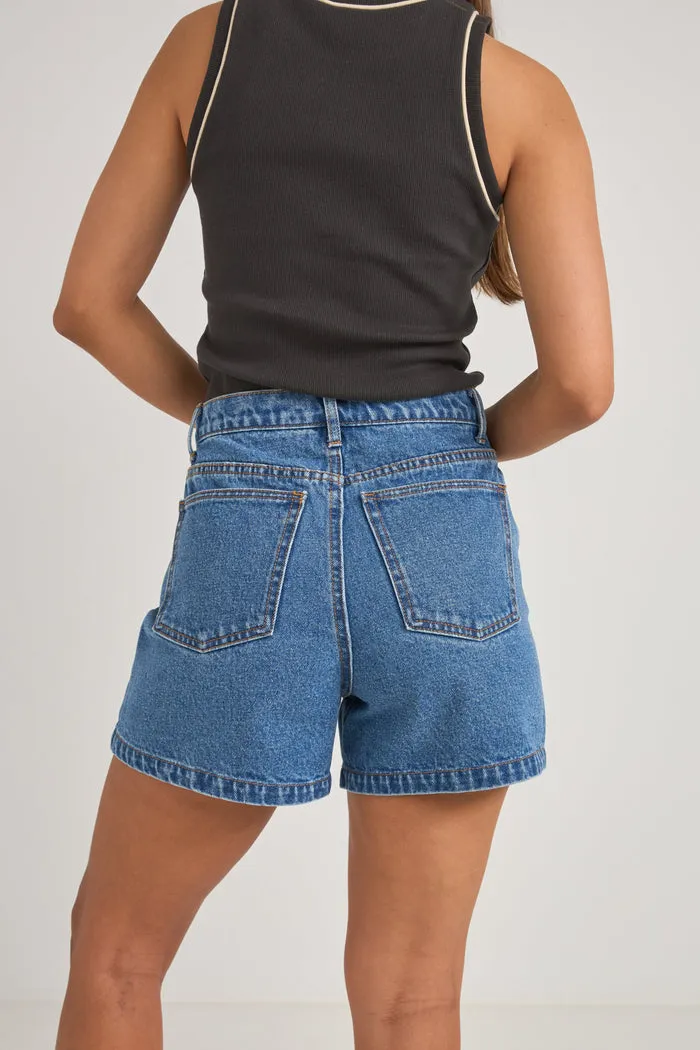 Rhythm Brisa High Waist Denim Short - SEA BLUE