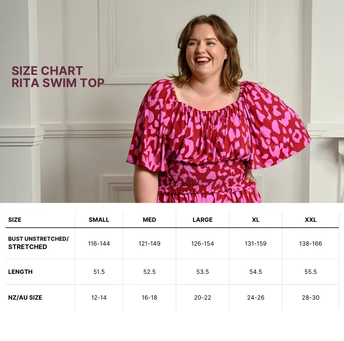 Rita Swim Top - Red & Pink animal