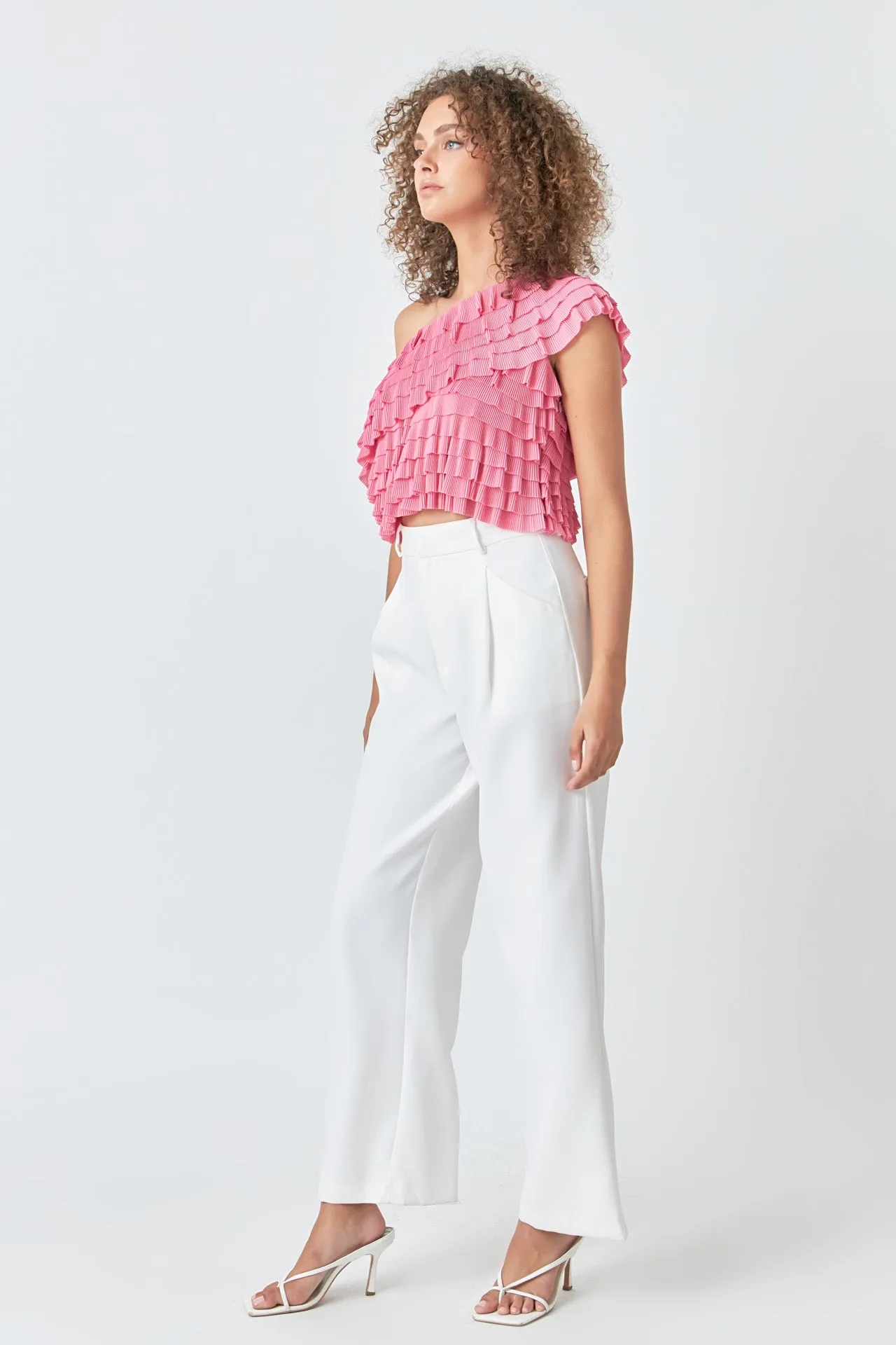 Ruffled One-shoulder Top