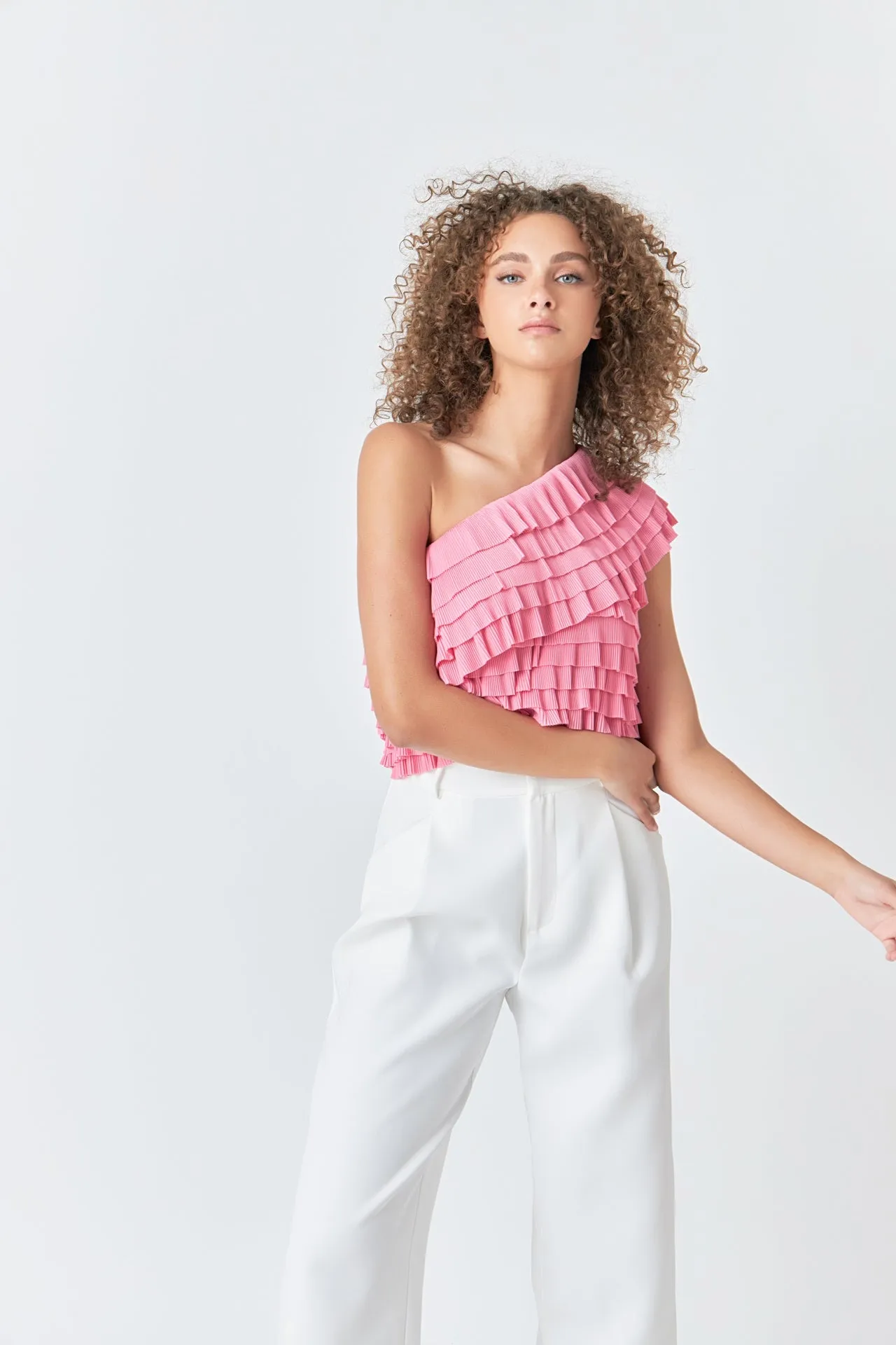 Ruffled One-shoulder Top