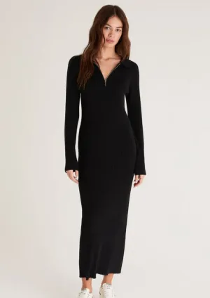 Runaway Zip Henley Dress | Black