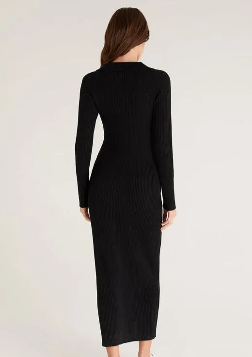 Runaway Zip Henley Dress | Black