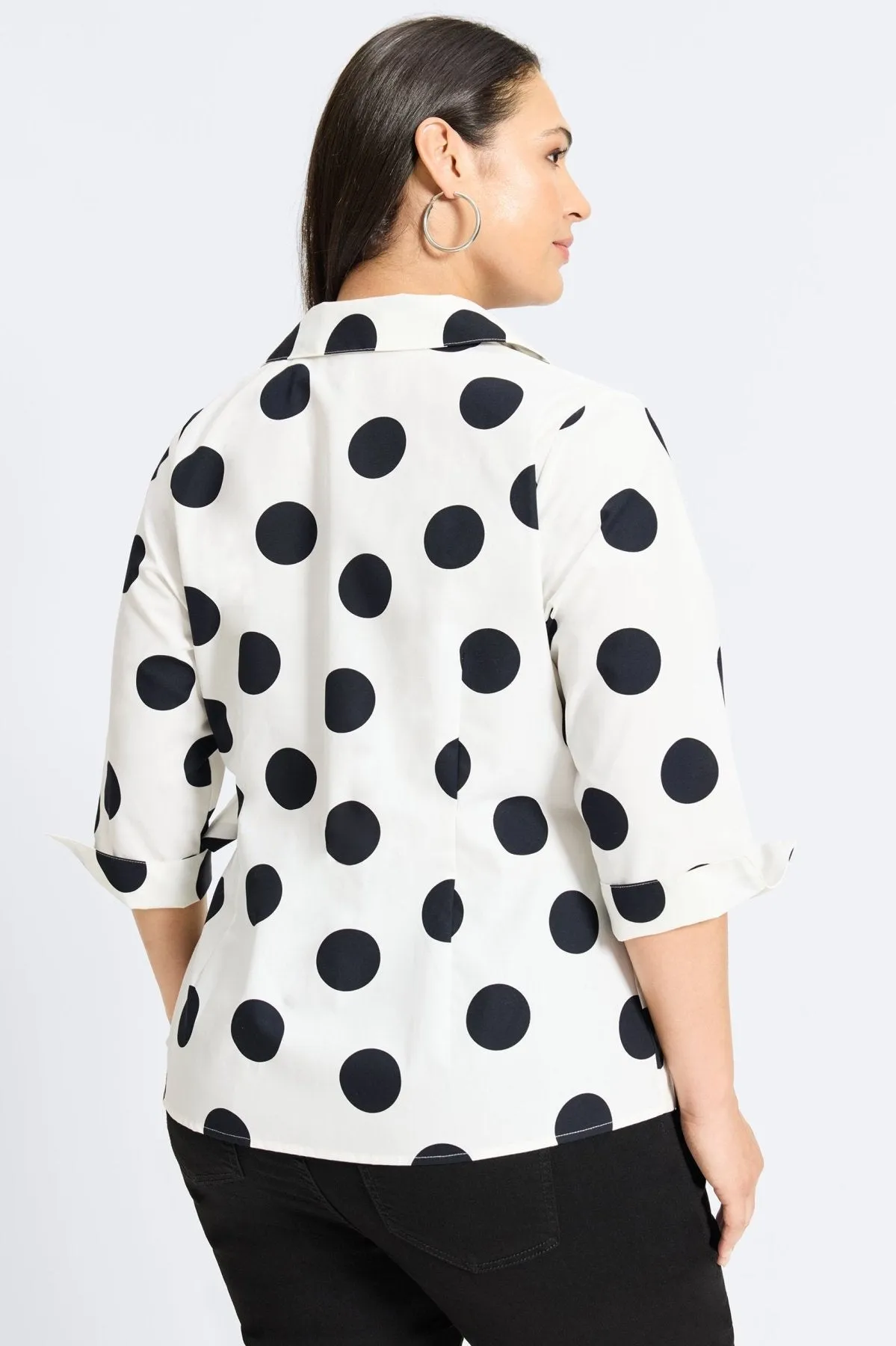 Salina Plus No Iron Black & White Dot Shirt