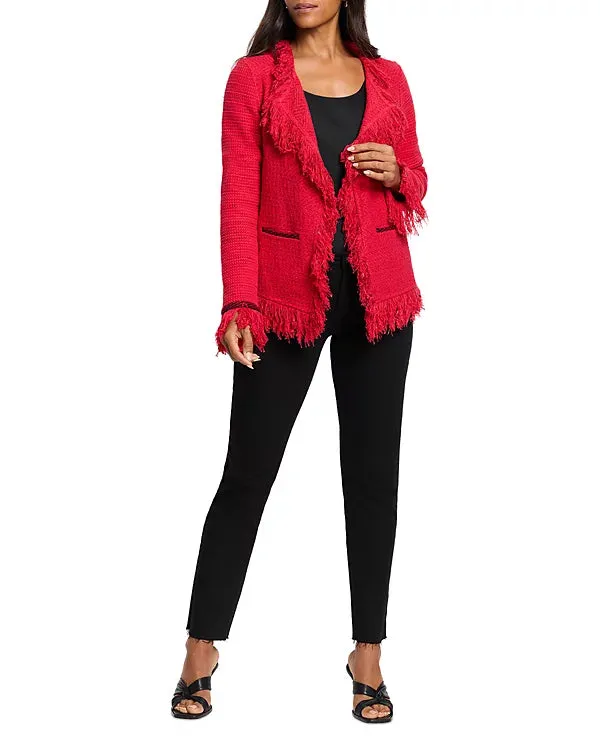 Scarlina Statement Fringe Mix Knit Jacket in Amaryllis - Nic & Zoe F241137