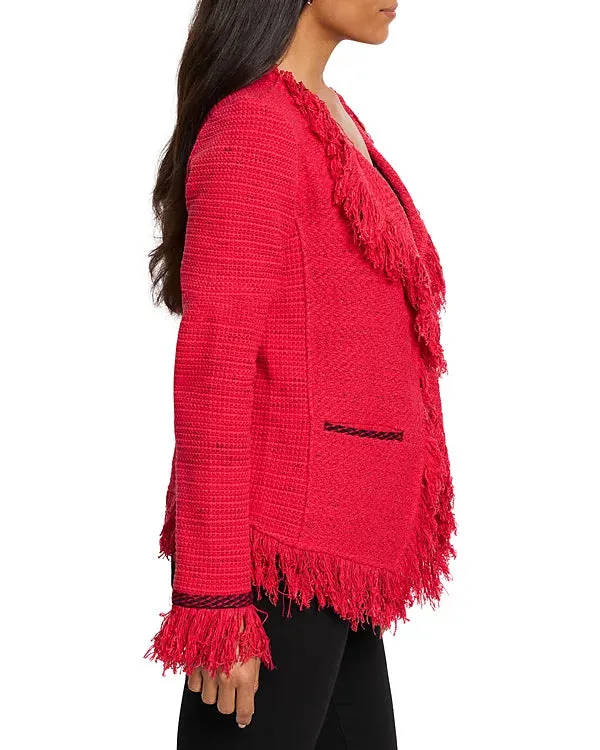 Scarlina Statement Fringe Mix Knit Jacket in Amaryllis - Nic & Zoe F241137
