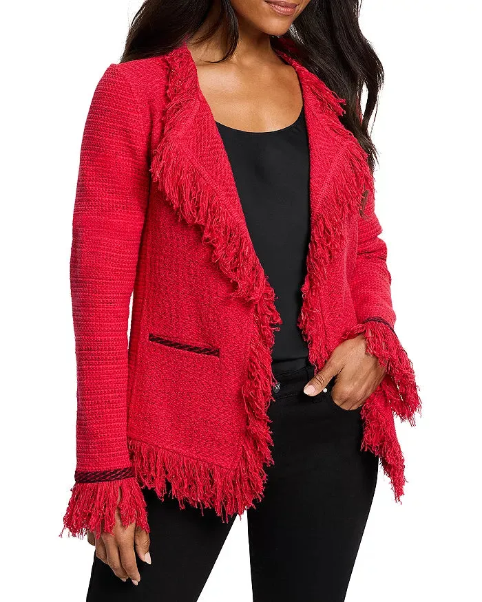 Scarlina Statement Fringe Mix Knit Jacket in Amaryllis - Nic & Zoe F241137