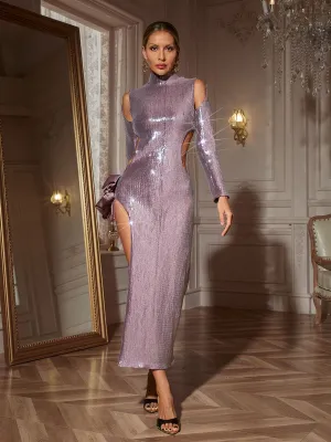 Seabi Long Sleeve Sequin Cutout Maxi Dress