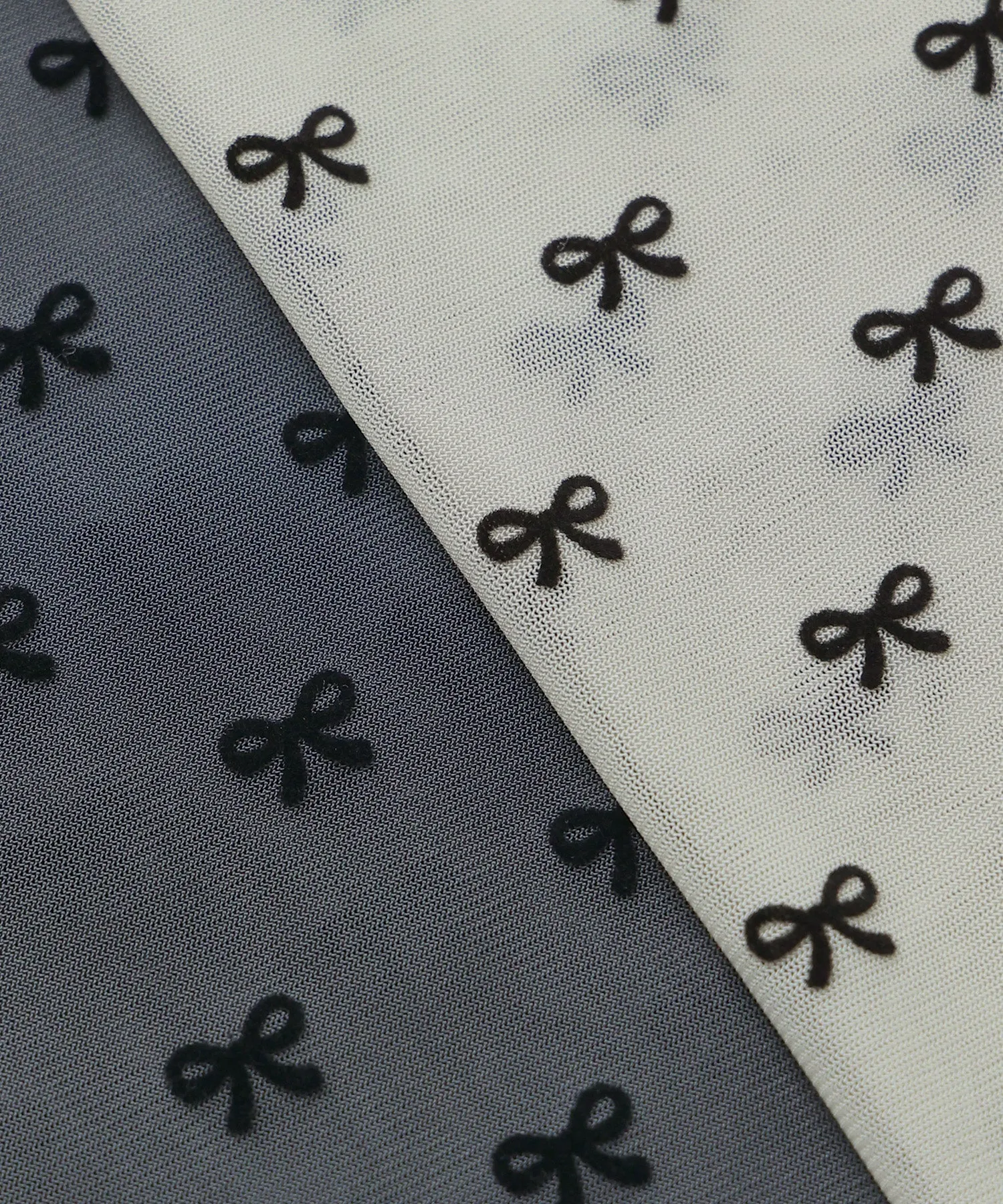 Sheer ribbon flocked tops