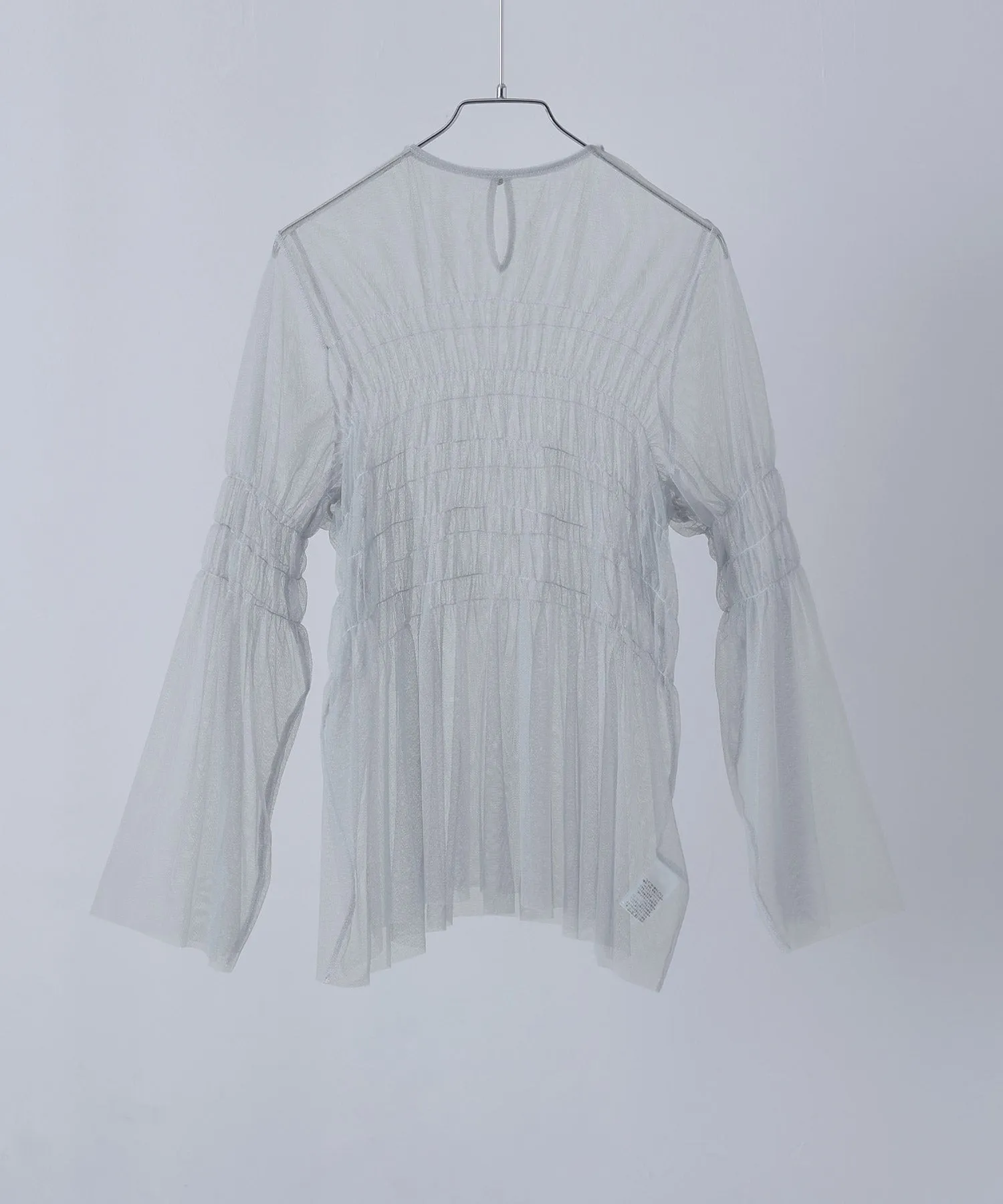 Shirring tulle sheer tops