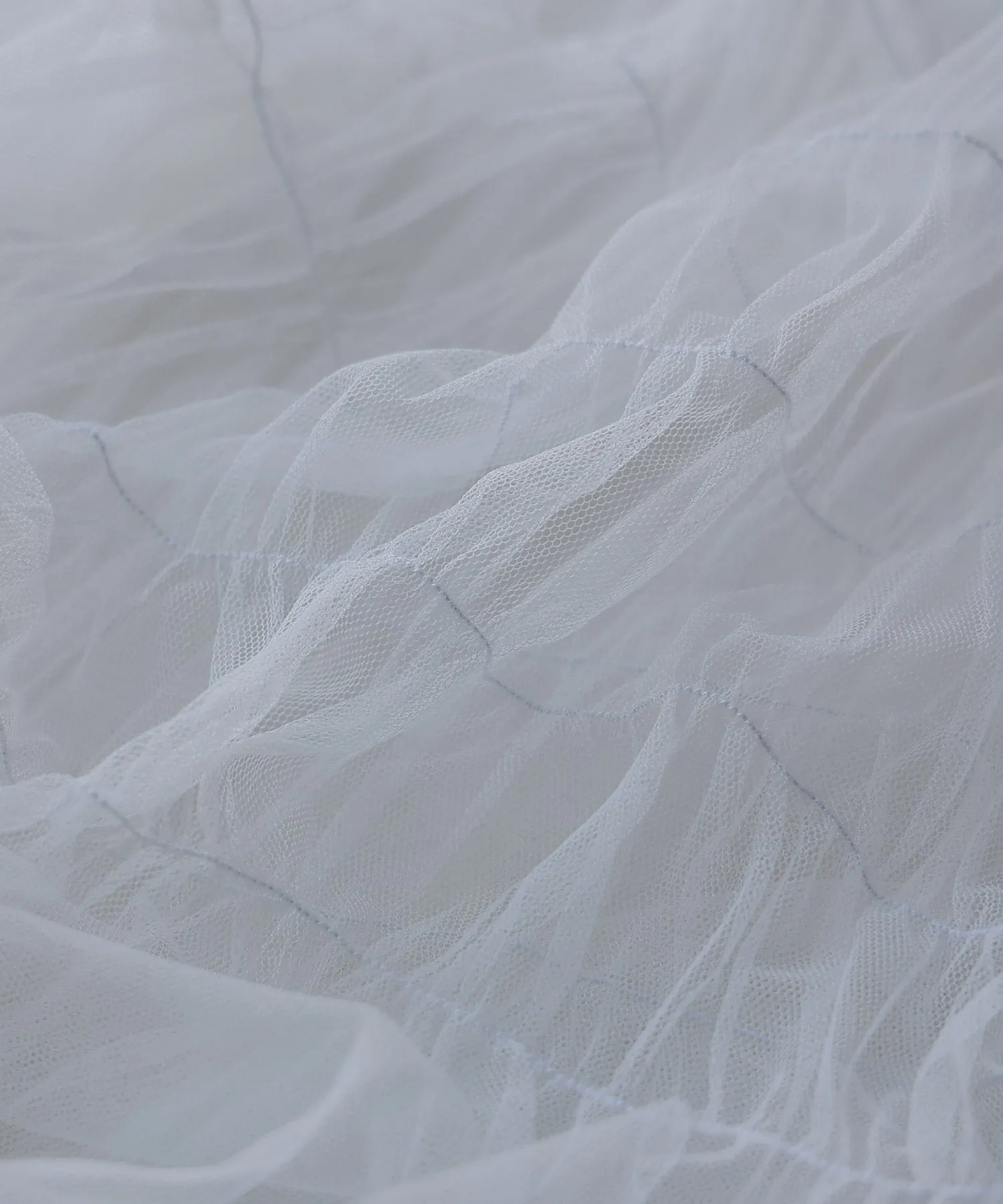 Shirring tulle sheer tops