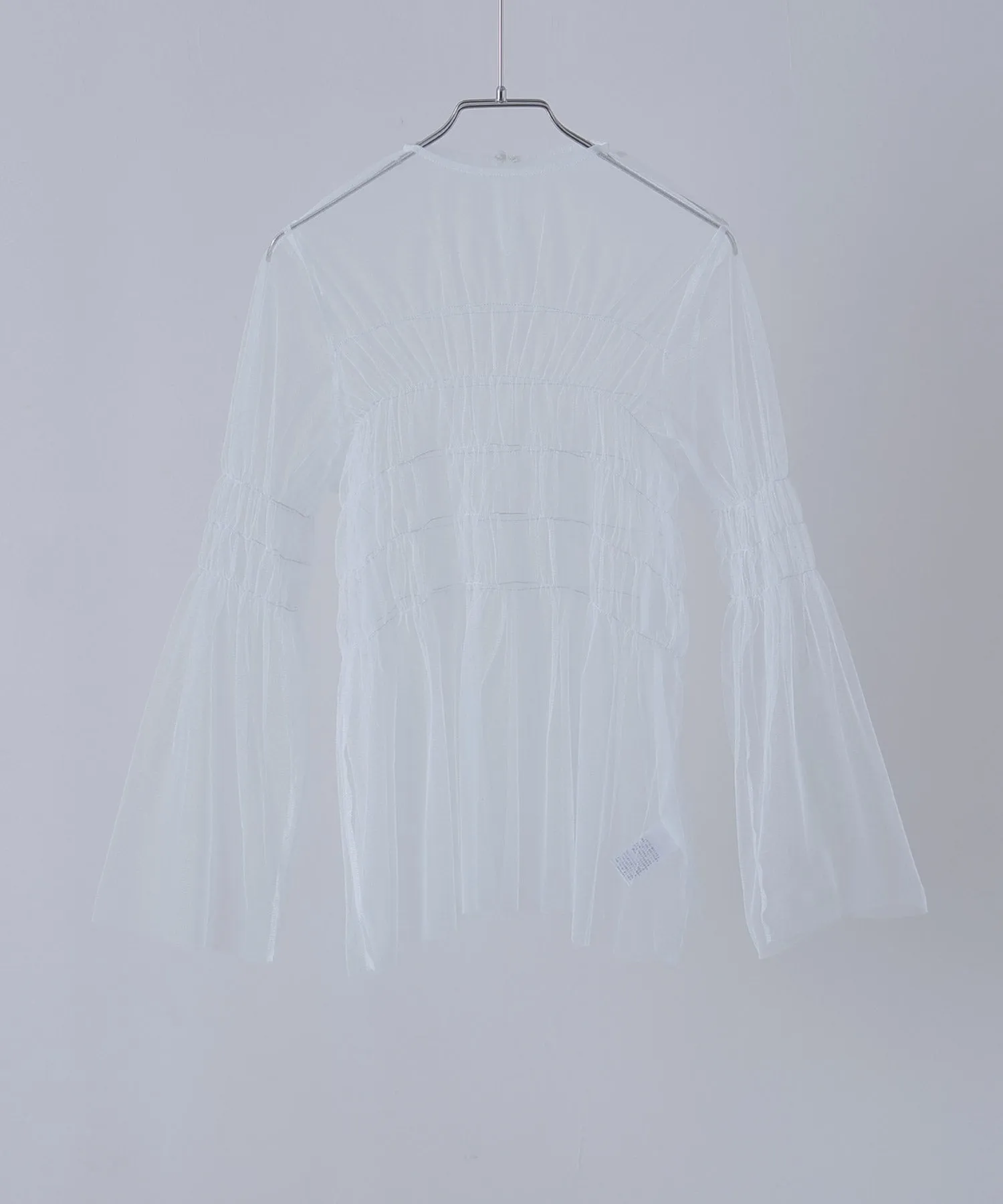 Shirring tulle sheer tops